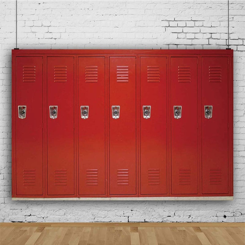 EOA 7(W) x5(H) FT Red Locker Backdrop Sports Gym School Photography Background Basketball Soccer Baseball Hockey - Great for Birthday, Studio, Booth, Party, Events, Portrait Use Photoshoot Props - Image 2